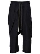 Rick Owens Drop Crotch Cropped Trousers, Men's, Size: 50, Black, Cotton/polyester