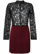 Gaelle Bonheur Lace Panel Dress, Women's, Size: 0, Black, Acrylic/polyester/virgin Wool