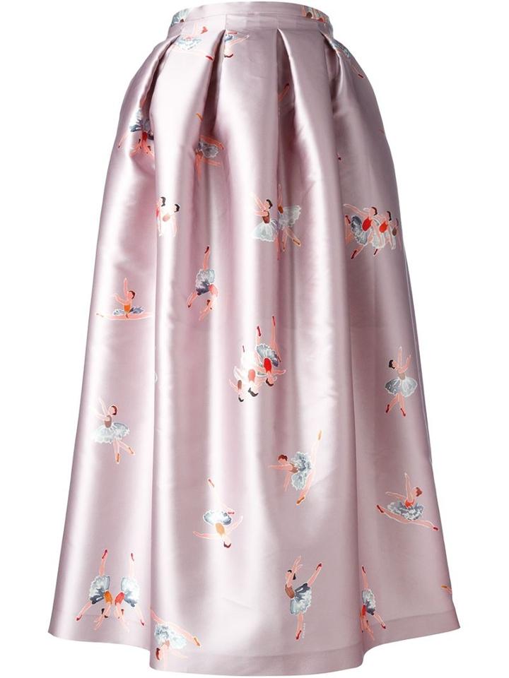 Rochas Ballerina Print Pleated Skirt