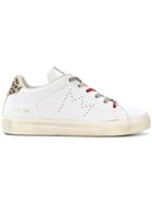 Leather Crown Leopard Print Trim Sneakers - White