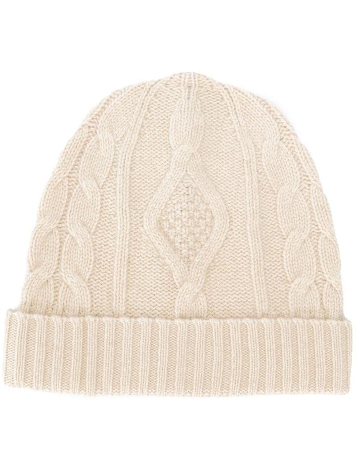 Pringle Of Scotland Cable Knit Beanie - White