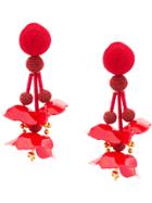 Oscar De La Renta Falling Flower Earrings - Red