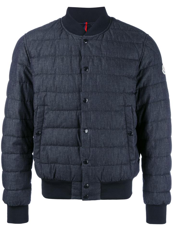 Moncler Padded Bomber Jacket, Men's, Size: 2, Blue, Cotton/polyamide/spandex/elastane/feather Down