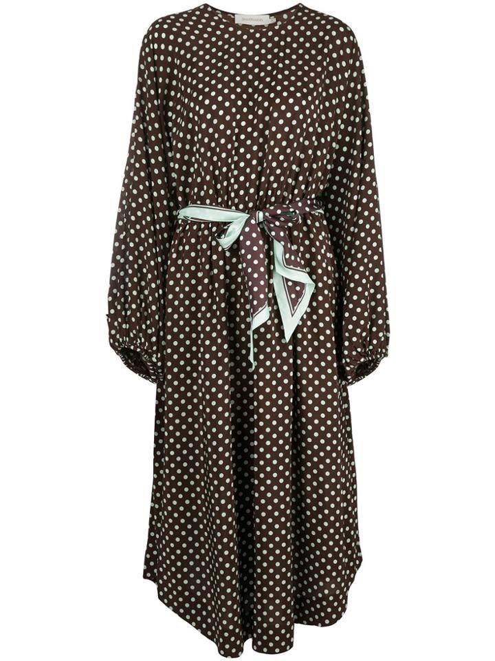 Zimmermann Polka-dot Belted Dress - Brown