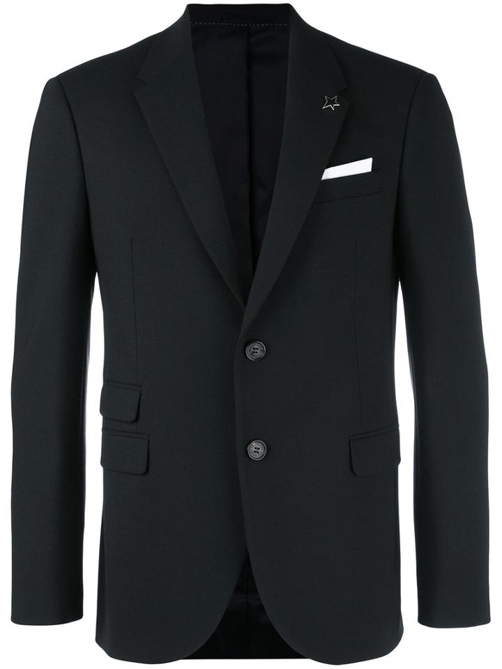 Neil Barrett Pocket Front Blazer, Men's, Size: 50, Black, Polyester/spandex/elastane/virgin Wool/cotton