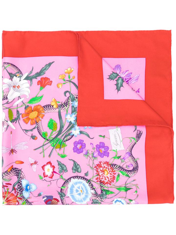 Gucci Floral Snake Print Scarf - Multicolour