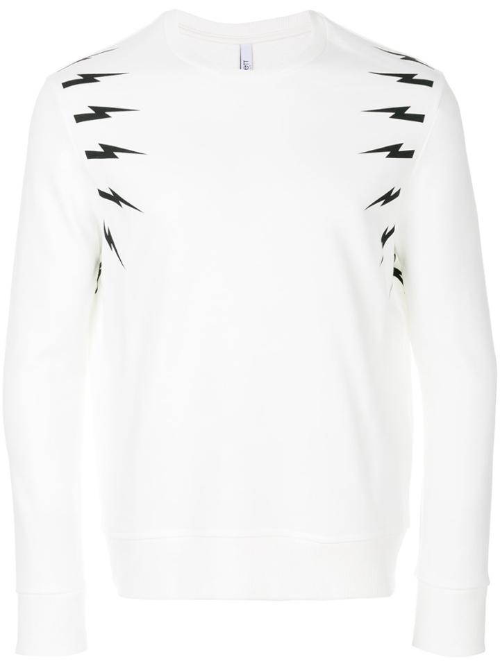 Neil Barrett Lightning Bolt Long Sleeved T-shirt - White