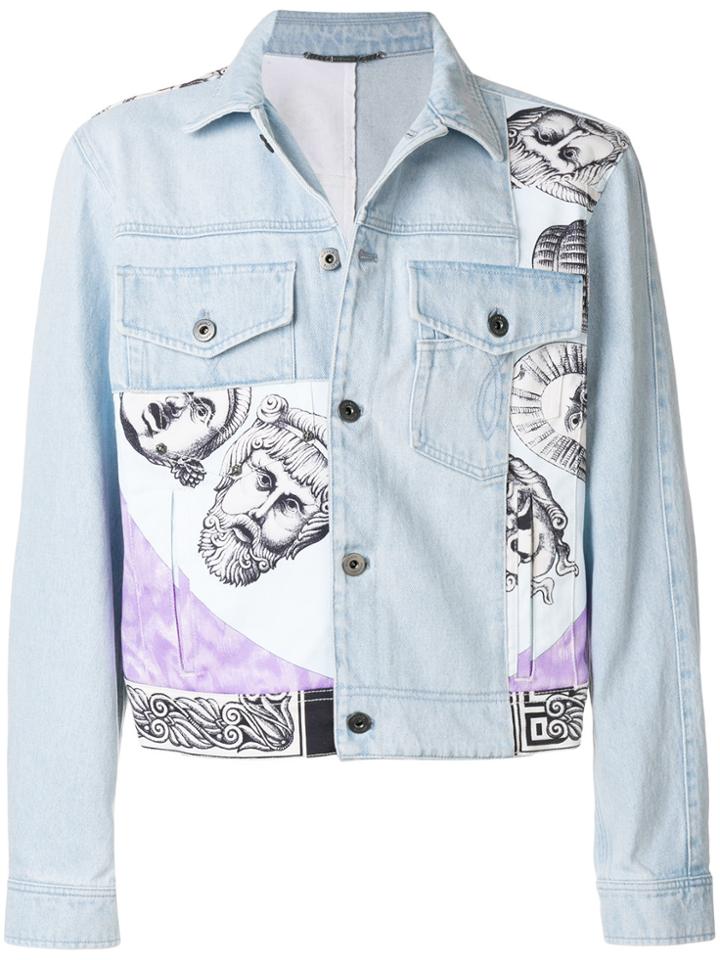 Versace Sculpture Printed Denim Jacket - Blue