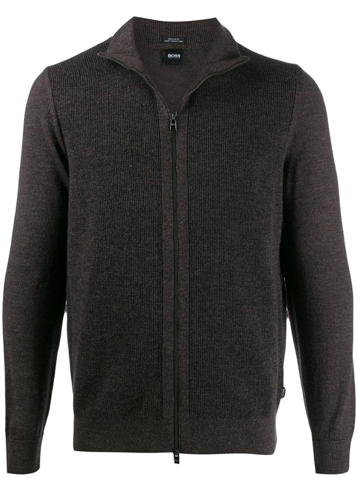 Boss Hugo Boss Zip Front Sweatshirt - Brown