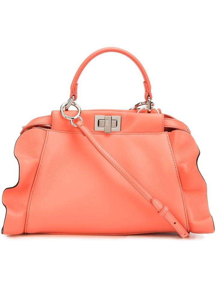 Fendi Wavy Satchel Bag, Women's, Pink/purple, Leather