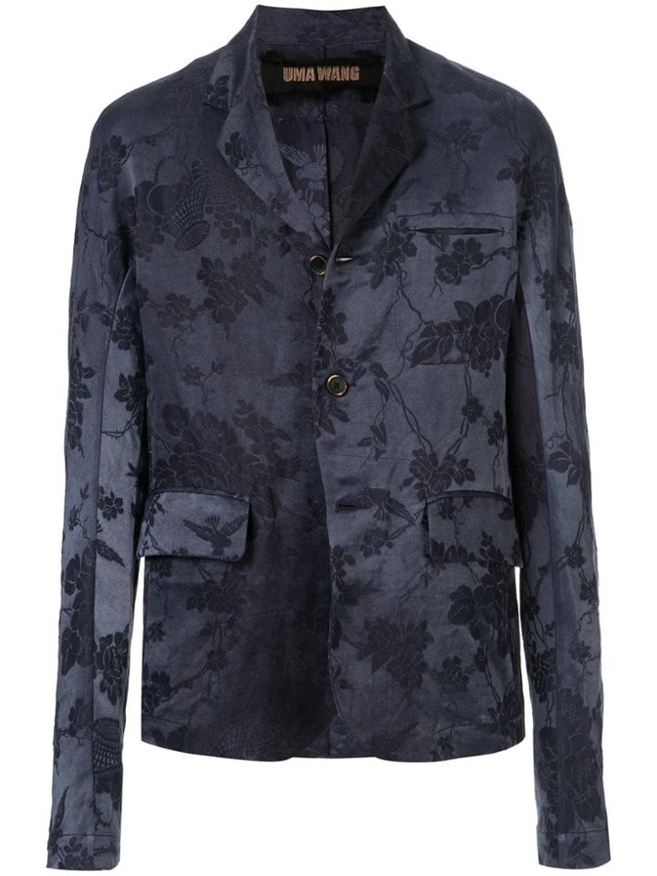 Uma Wang Jacquard Fitted Blazer - Blue