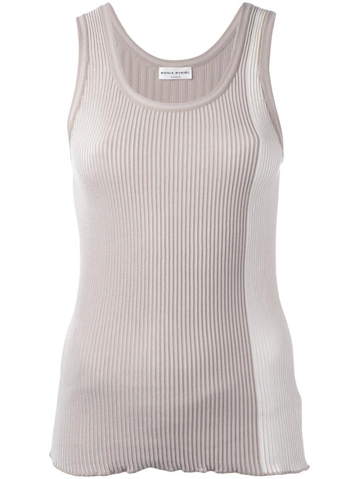 Sonia Rykiel - Ribbed Tank Top - Women - Cotton/viscose - S, Nude/neutrals, Cotton/viscose