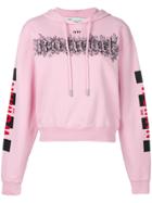 Off-white Natural Cropped Hoodie - Pink & Purple