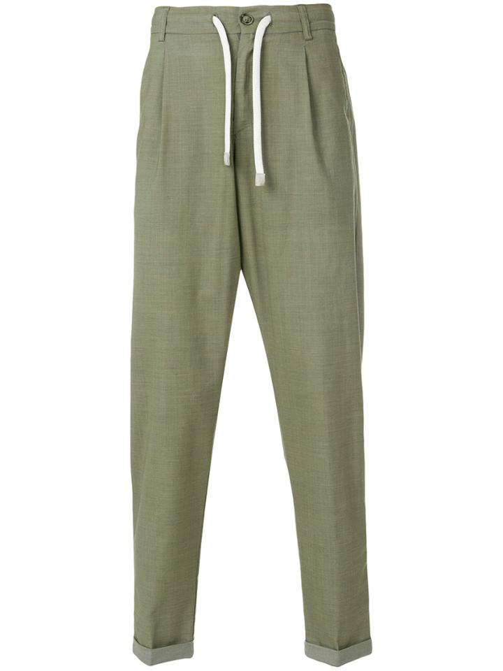 Eleventy Drawstring Waist Trousers - Green