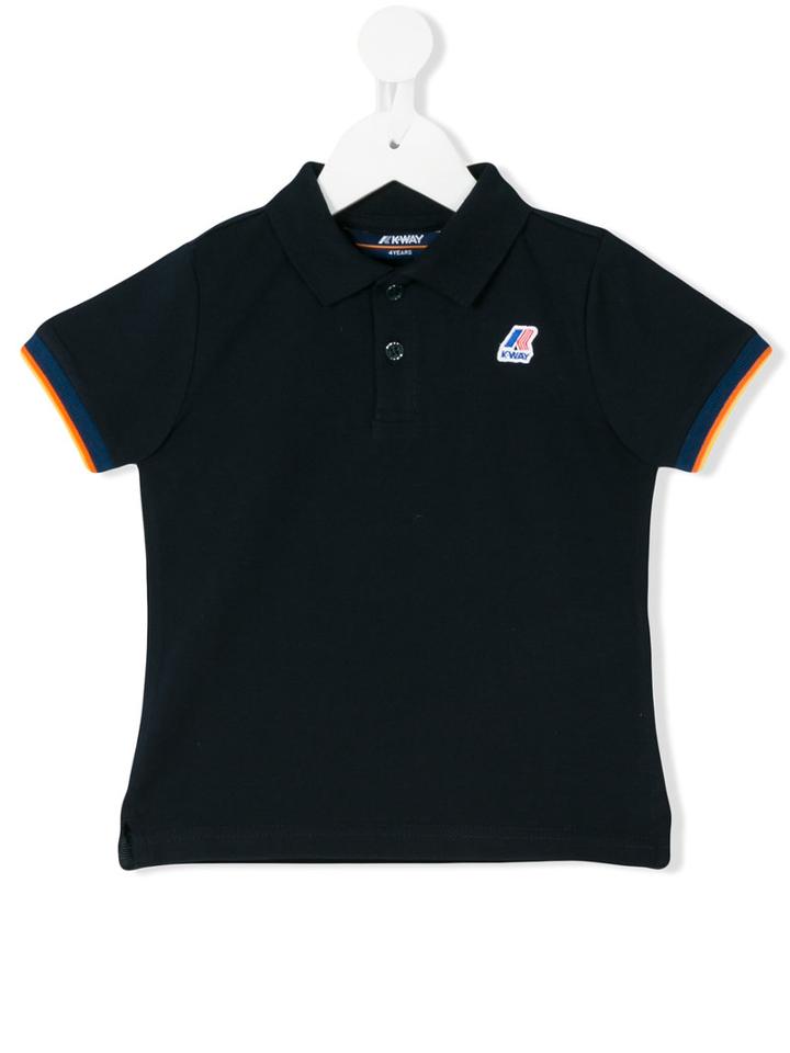 K Way Kids - Contrast Stripe Polo Shirt - Kids - Cotton/spandex/elastane - 8 Yrs, Blue