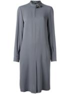 Salvatore Ferragamo Midi Shirt Dress, Women's, Size: 44, Grey, Silk
