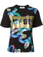 Msgm Snake Print Logo T-shirt