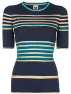 M Missoni Striped-knit T-shirt - Blue