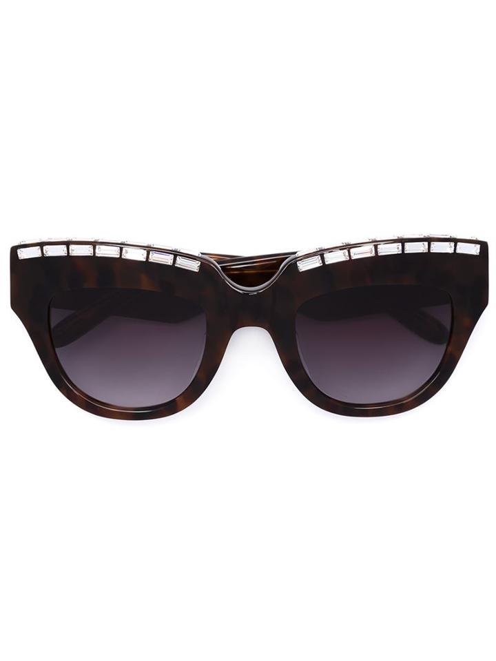 Vera Wang Embellished Cat Eye Sunglasses, Women's, Brown, Acetate
