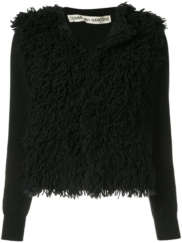 Comme Des Garçons Vintage Cardigan With Fluffy Front - Black