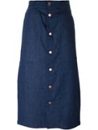 Julien David Button Up Skirt, Women's, Size: Medium, Blue, Cotton