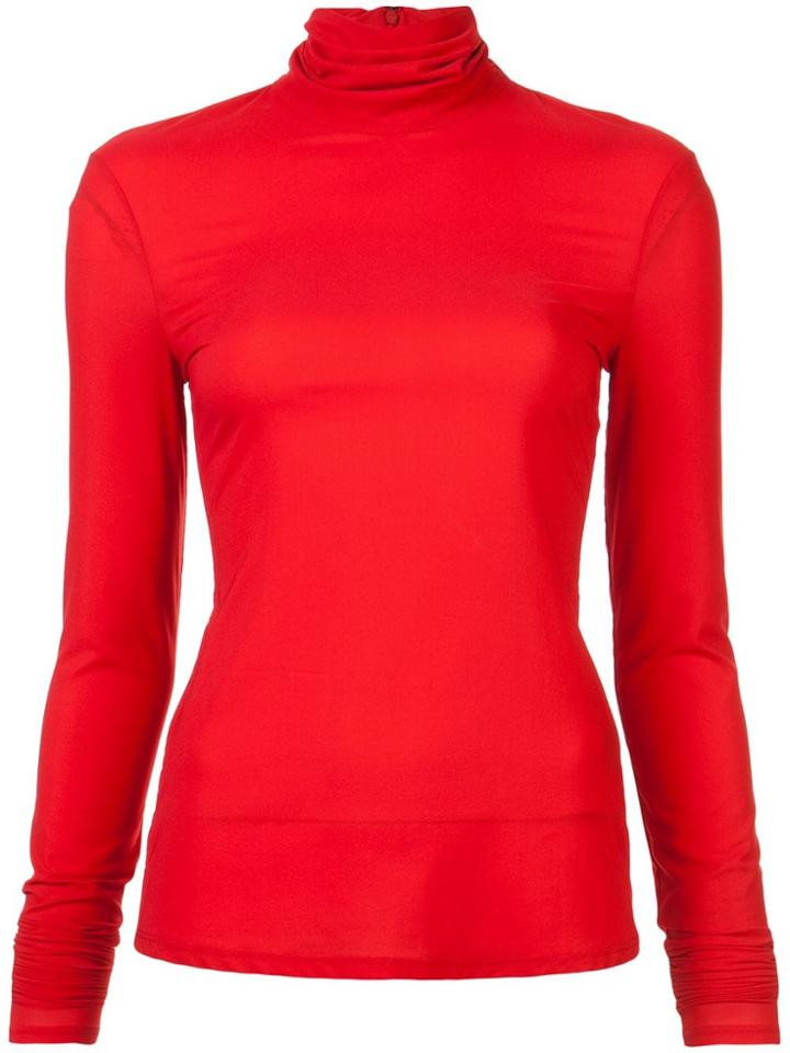 Sally Lapointe Roll Neck Top - Red