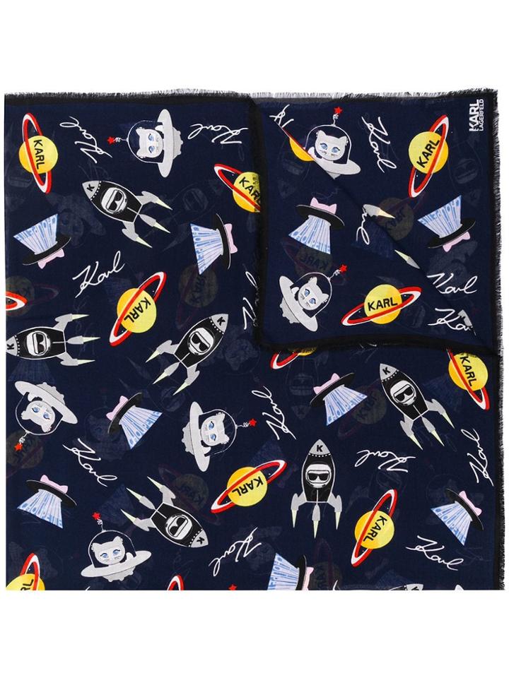 Karl Lagerfeld Space Printed Scarf - Blue