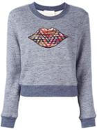 See By Chloé Bisous Applique Sweatshirt, Women's, Size: Large, Blue, Cotton