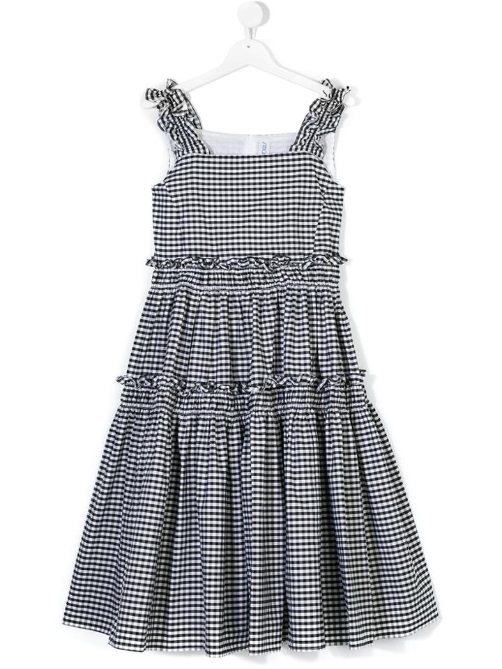 Simonetta Kids Checked Flared Dress - Black
