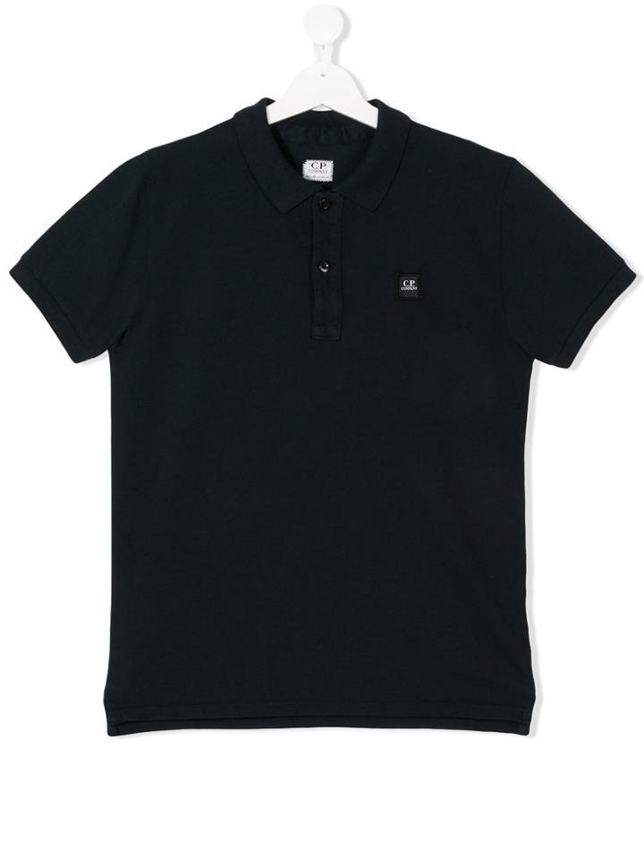 Cp Company Kids Teen Logo Patch Polo Shirt - Blue