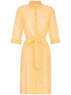 Lisa Marie Fernandez Floral Embroidered Cotton Shirt Dress - Yellow &