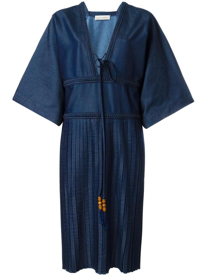 Veronique Branquinho V-neck Pleat Dress - Blue
