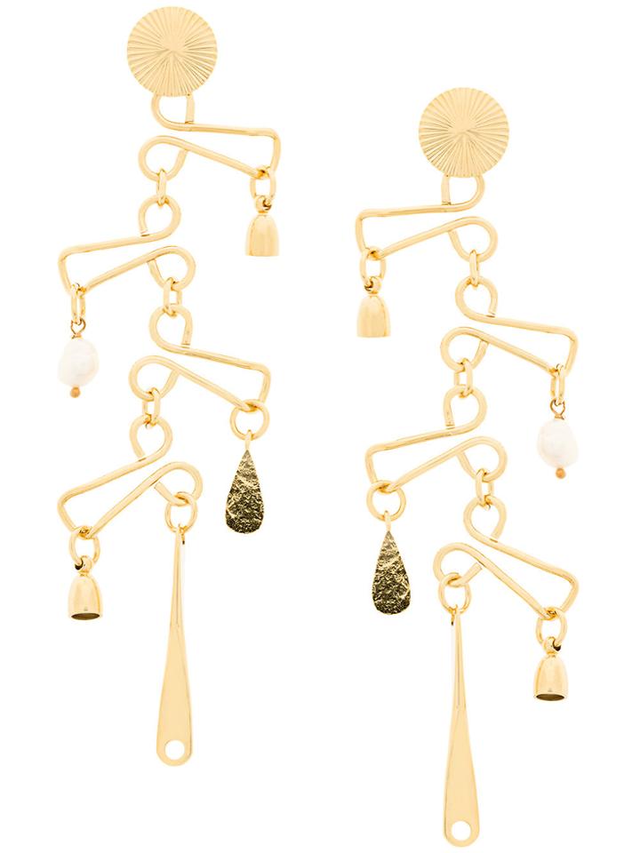 Wouters & Hendrix Technofossils Chandelier Earrings - Metallic