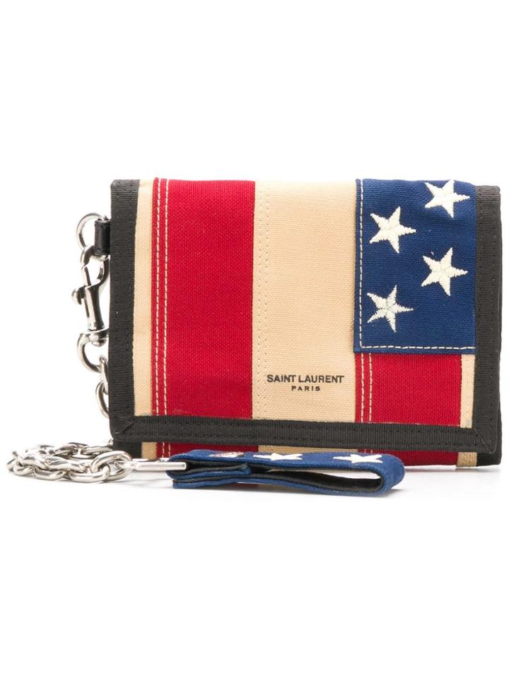 Saint Laurent Buffalo Chain Wallet - Red