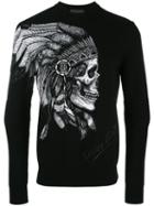 Philipp Plein Skull Print Sweatshirt, Men's, Size: Large, Blue, Cotton/viscose/polyester