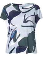 Le Tricot Perugia Printed Fitted T-shirt - Blue