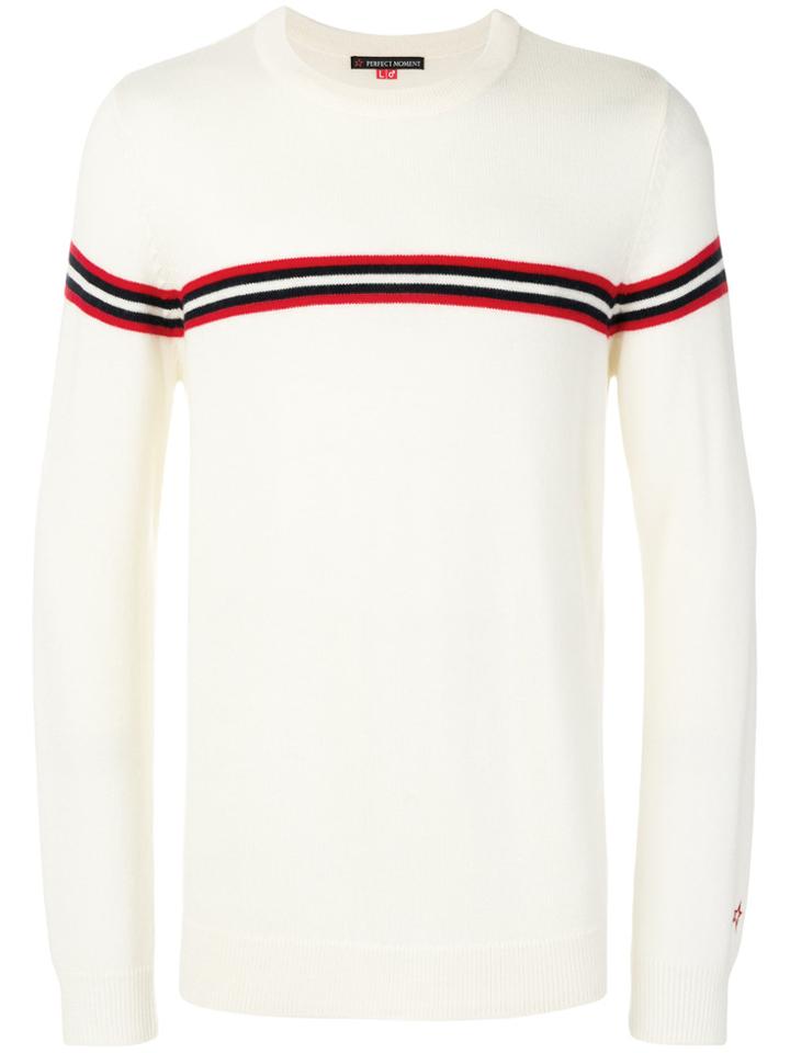 Perfect Moment Orelle Stripe Detail Crewneck Sweater - White
