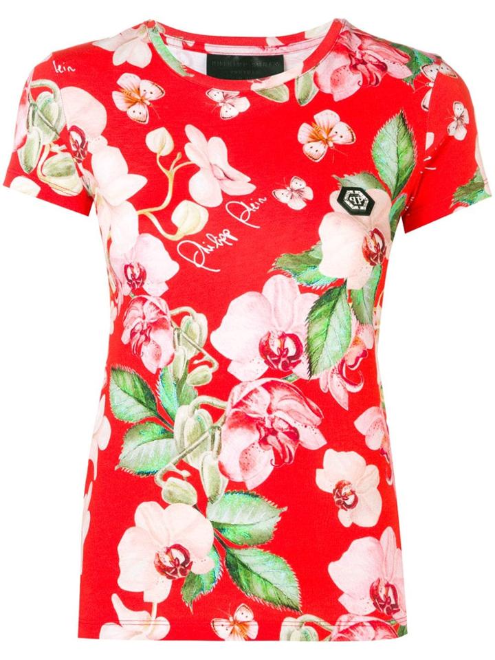 Philipp Plein Floral Print T-shirt - Red