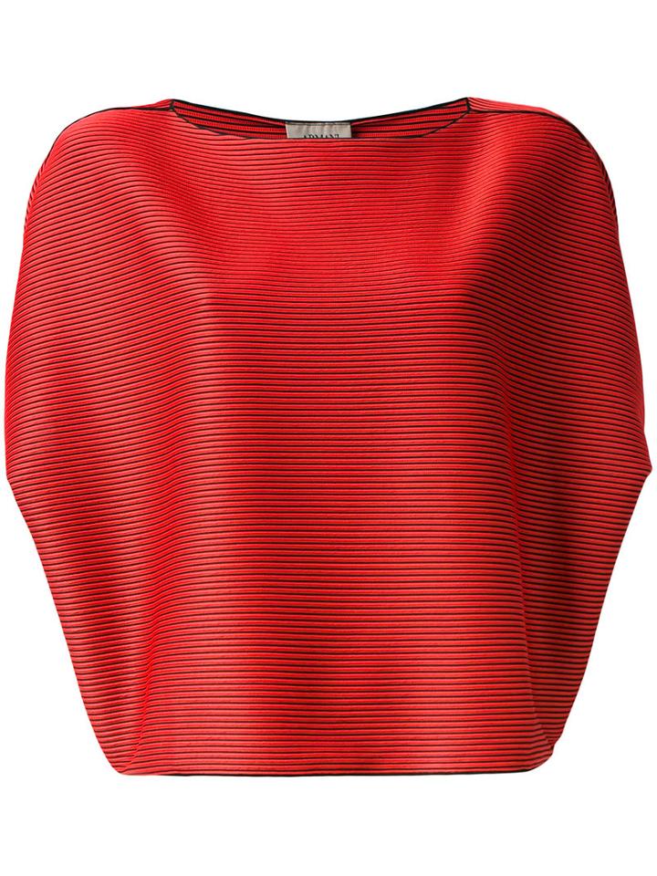 Armani Collezioni Pleated Blouse, Women's, Size: 42, Red, Polyester/spandex/elastane