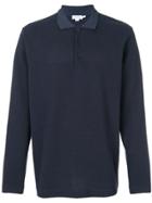 Sunspel Long Sleeve Polo Shirt - Blue