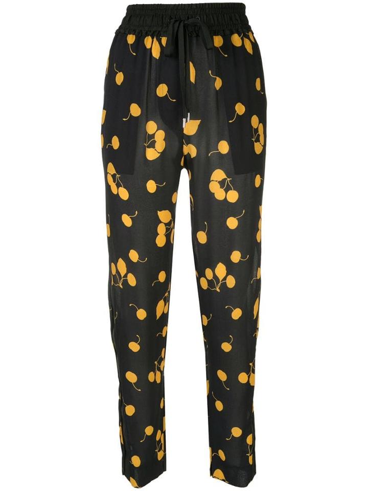 3.1 Phillip Lim Cerise Print Silk Slim Drawstring Pant - Black