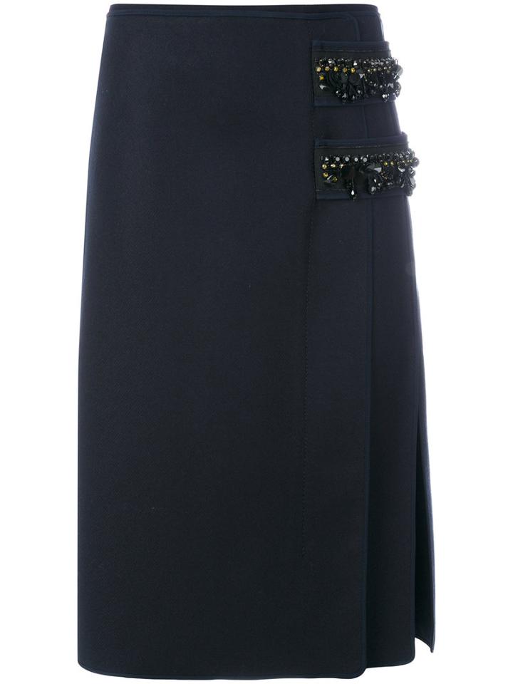 No21 - Pencil Skirt - Women - Polyamide/cashmere/wool - 42, Blue, Polyamide/cashmere/wool
