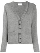 Allude V-neck Knitted Cardigan - Grey