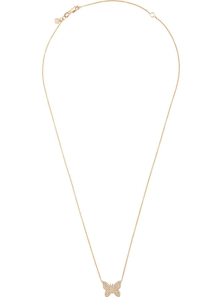 Sydney Evan 18kt Rose Gold Diamond Butterfly Necklace - Pink