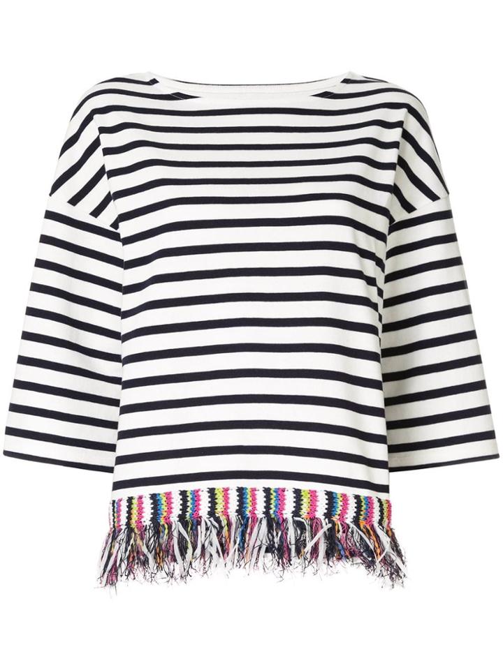 Coohem Fringed Striped T-shirt - White