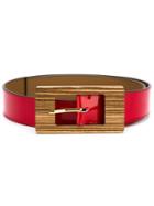 Marni Contrasted Buckle Belt, Women's, Size: 80, Red, Leather/wood