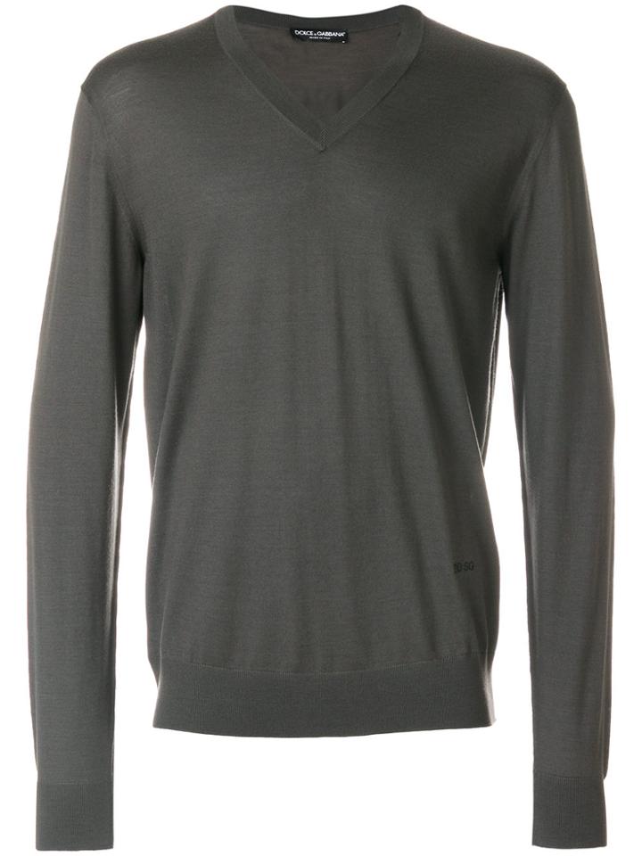 Dolce & Gabbana V-neck Jumper - Grey