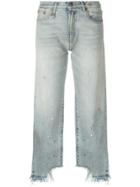 R13 Raw Hem Cropped Jeans - Blue