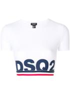 Dsquared2 Cropped Logo Printed Top - White