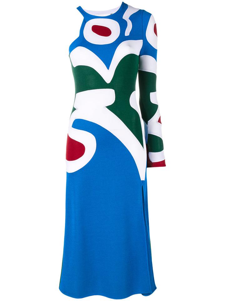 Esteban Cortazar Asymmetric Intarsia Knit Dress, Women's, Size: 40, Blue, Viscose/polyamide/spandex/elastane